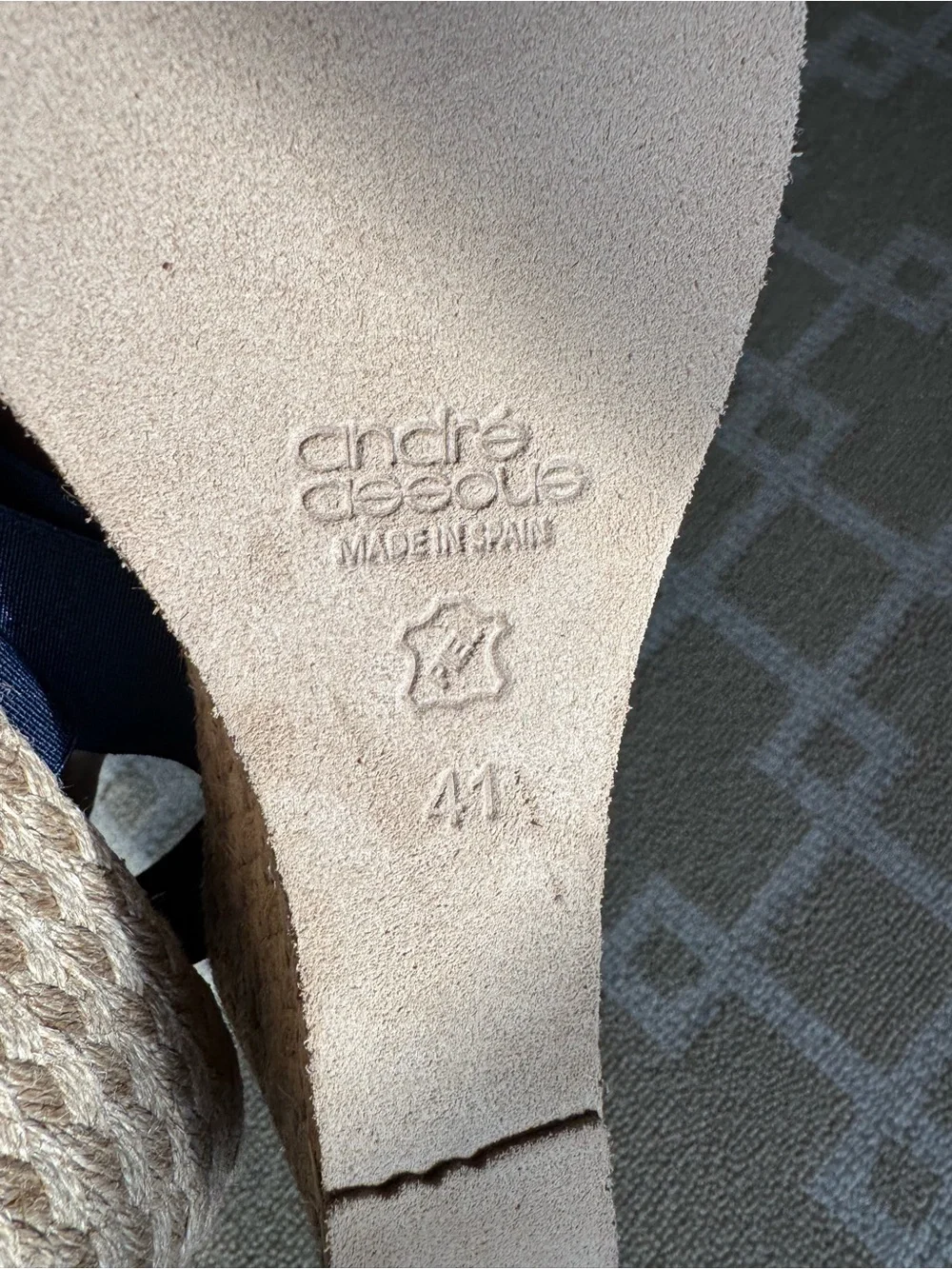 Andre Assous Allison Espadrille Wedge Sandals Navy Elastic Size 11